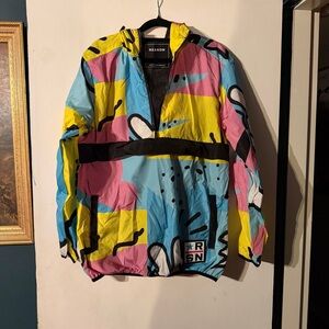 Reason Colorblock Pop Windbreaker Jacket in Yellow Pink Blue